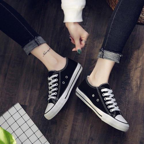 Women Sneakers Red Canvas Shoes Women Breathable Lace-up Casual Shoes