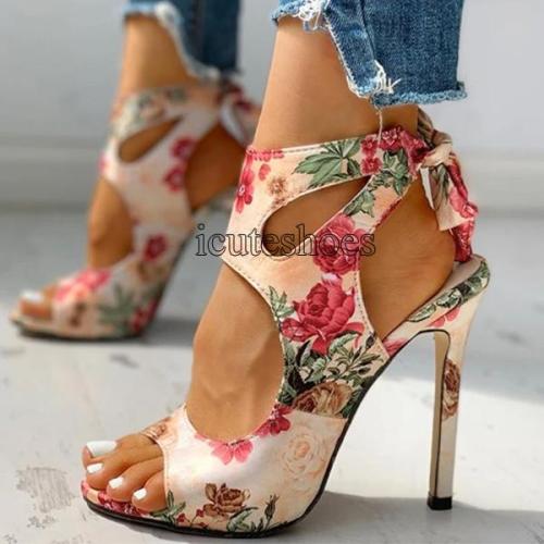 Women Summer Thin High Heels Peep Toe Pumps Office Sandals Party Shoes