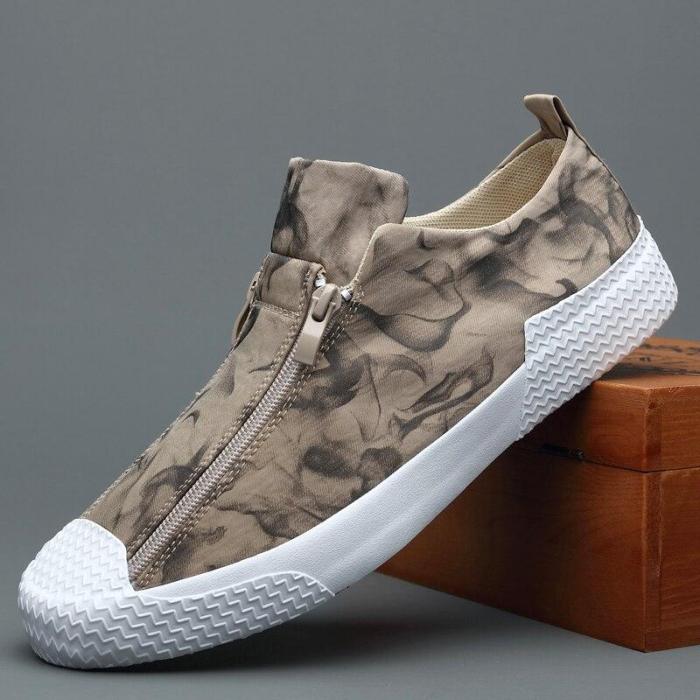2020 New Canvas Vulcanize Shoes Men Camouflage Sneakers Breathable Spring Trend Double Zipper Casual Flat Shoe