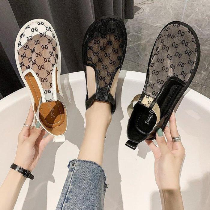Outdoor Beach Female Women's Slippers PU Leather Sandal Flat Casual Slides