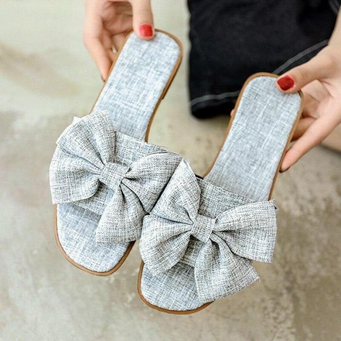 Slippers Women Bow Indoor Outdoor Flops Beach Shoes Fashion Shoes