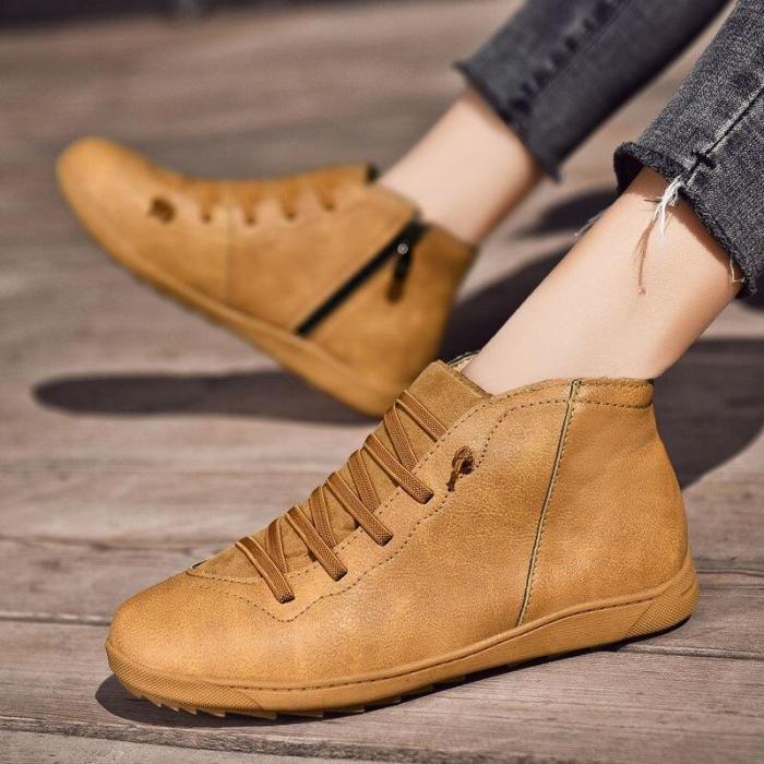 Spring Ankle Boots for Women Fashion Casual Womens PU Leather Shoes Ladies Boot