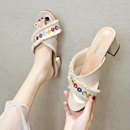 Women's Shoes New Chunky Heel High-heeled Slippers Women's Sandals