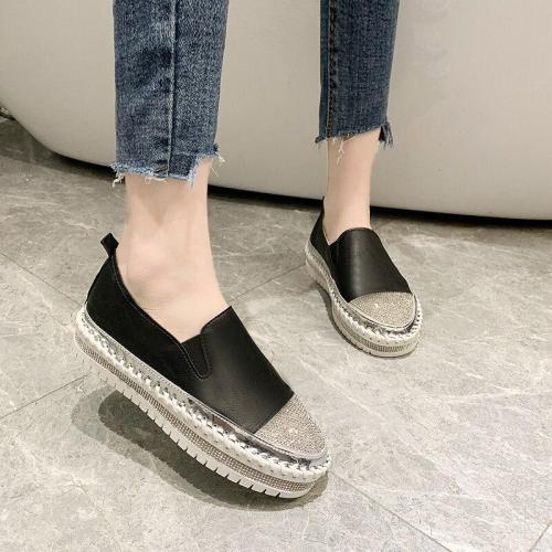 Shining Crystal Plus Size Loafers Women Summer Slip on Platform White Sneakers Shoes Woman Casual Flats