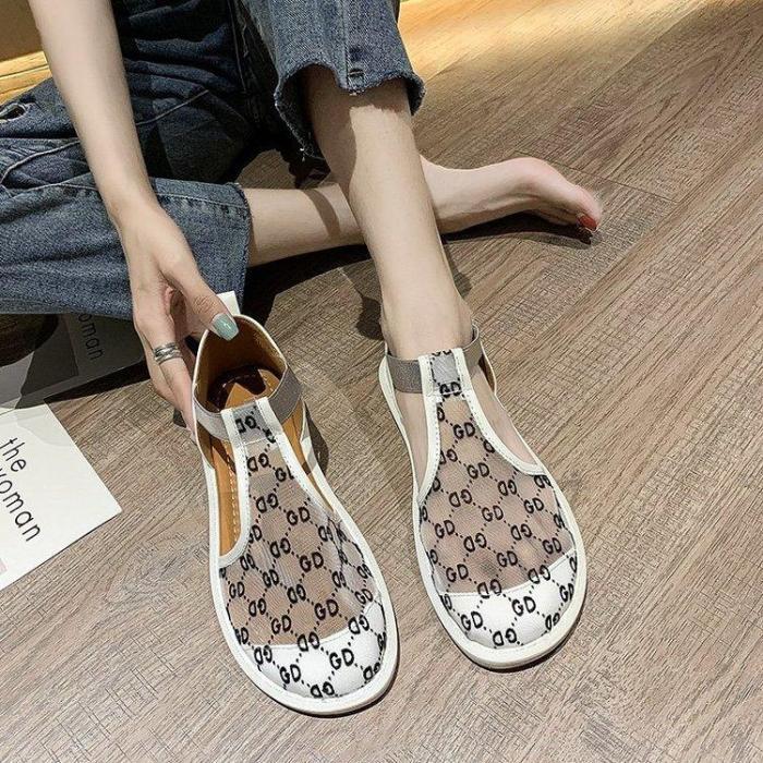 Outdoor Beach Female Women's Slippers PU Leather Sandal Flat Casual Slides