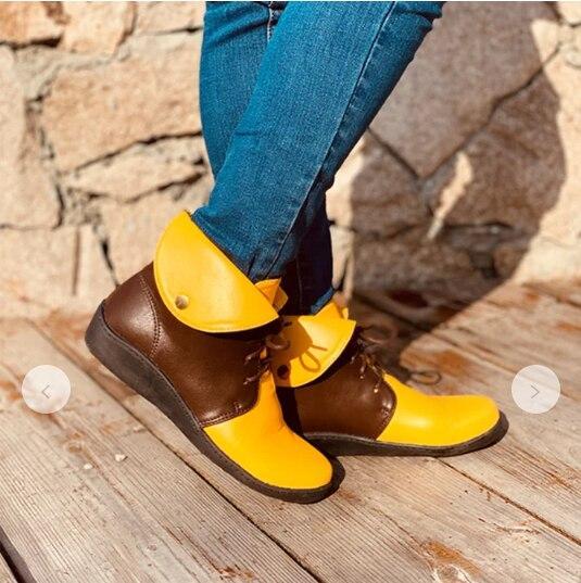 Snow Genuine Leather Ankle Flat Shoes Short Vintage Boots with Fur for Women