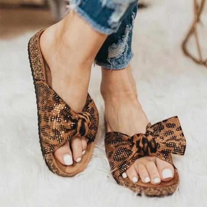 Women Leopard Slippers Summer Footwear Ladies Fashion Flats Casual Beach Shoes