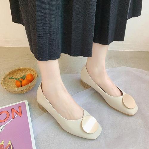Buckle Women Shoes Woman Flats Soft Bottom Slip on Shallow Square Toe Ladies Flats Female Casual Shoes