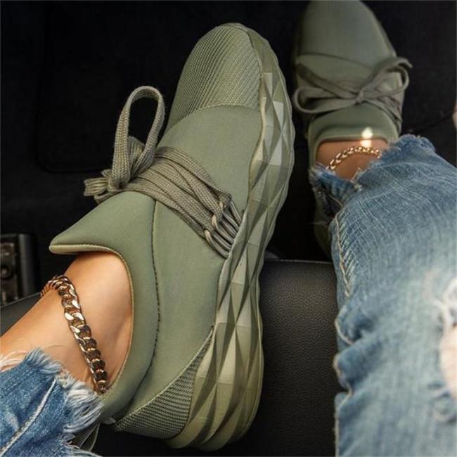 Women Lace Up Round Toe Casual Non Slip Sneakers