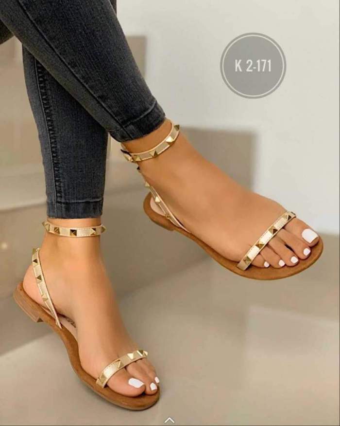 Sandalias Woman Flat Sandals Ladies Open Toe Rivet Buckle Shoes Woman Comfort Casual Fashion Sandals Female Summer