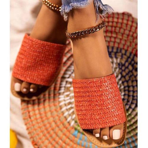 Woman Slippers Round Toe Outdoor Casual Beach Shoes Flat