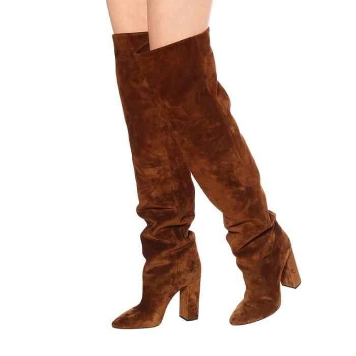 Women Boots Suede Woman High Heels Boots Winter Over The Knee Boots