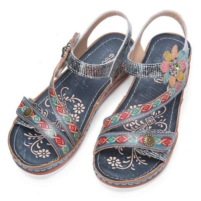 Women Sandals Heeled Slippers Flower Summer Shoes Casual Beach Shoes
