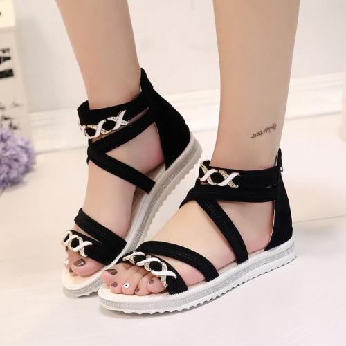 2020 Summer New Sandals Women's Roman Flat Women's Shoes Zipper Women's Sandals