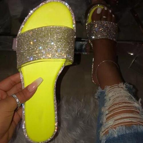 Sequin Flip Flop Flat With Slip-On Casual PVC Slippers