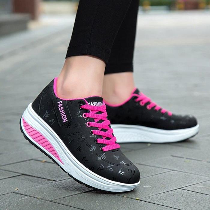 Women Sneakers New Arrival Fashion Pu Leather Waterproof Wedges Platform Women Shoes Tenis Breathable Shoes Woman
