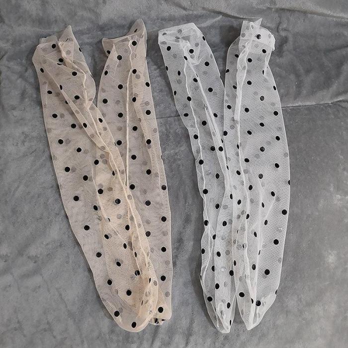 Women's Breathable Transparent Mesh Polka Dot Socks Ladies Girls Vintage Gauze Dots Socks Female Sox