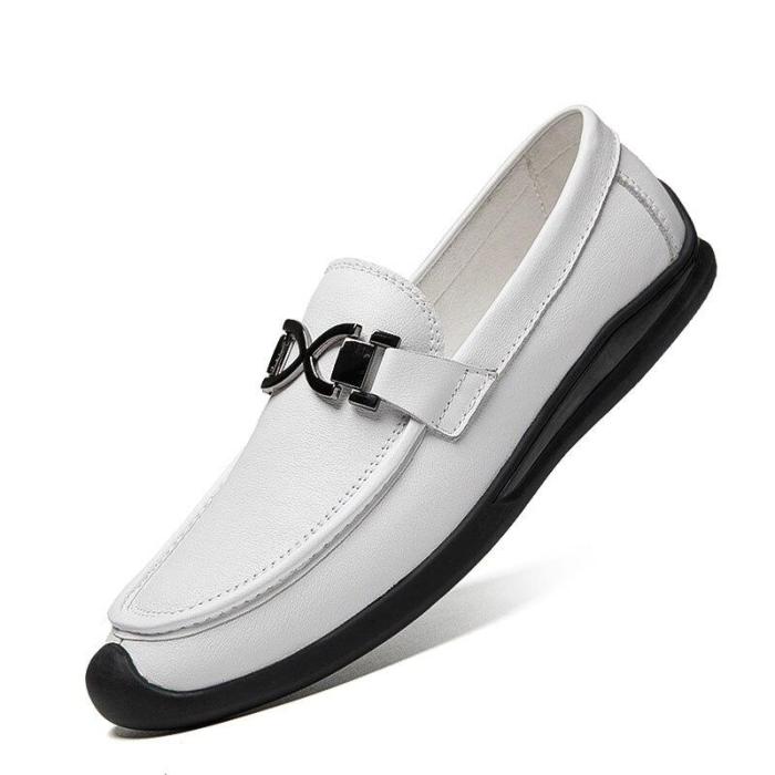 Man Shoes Genuine Leather Summer Men's Boat Shoe holes Breathable White Loafers Male Moccasins Flats