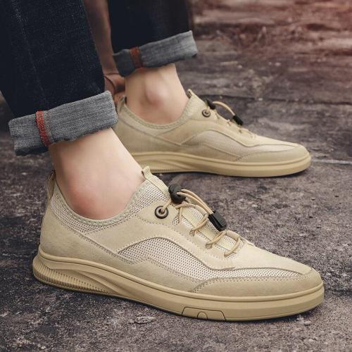 Man Casual Shoes Summer Men's Sneakers Leather Mesh Walking Footwear Fashion Male Shoe Breathable Soft