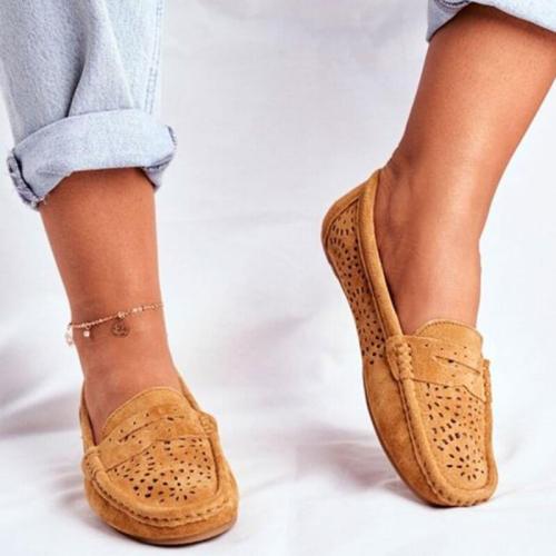 Women Casual Hollow-out Slip On Flat Heel Loafers