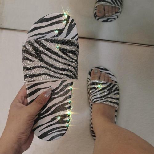 Women Print Slippers Flat Heels Open Toe Beach Slides Fashion Sandals Ladies Shoes