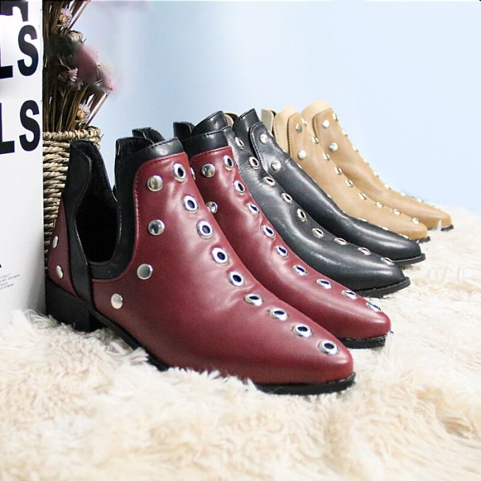 Women Ankle Boots Fashion Retro Boots Woman Pointed Toe Shoes Heel Footwear