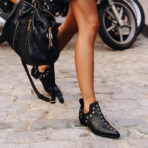Women Ankle Boots Fashion Retro Boots Woman Pointed Toe Shoes Heel Footwear
