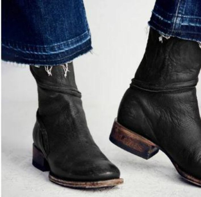 Boots Women Winter Vrouwen Vintage Western Boots Cowboy women Autumn Winter Flat Heel Casual Shoes Bote Femme