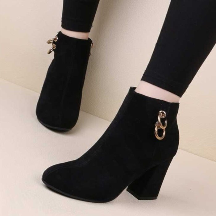 Ankle Boots Pumps Ladies Shoes High Heels Pointed Toe Plus Size Fashion Shoe