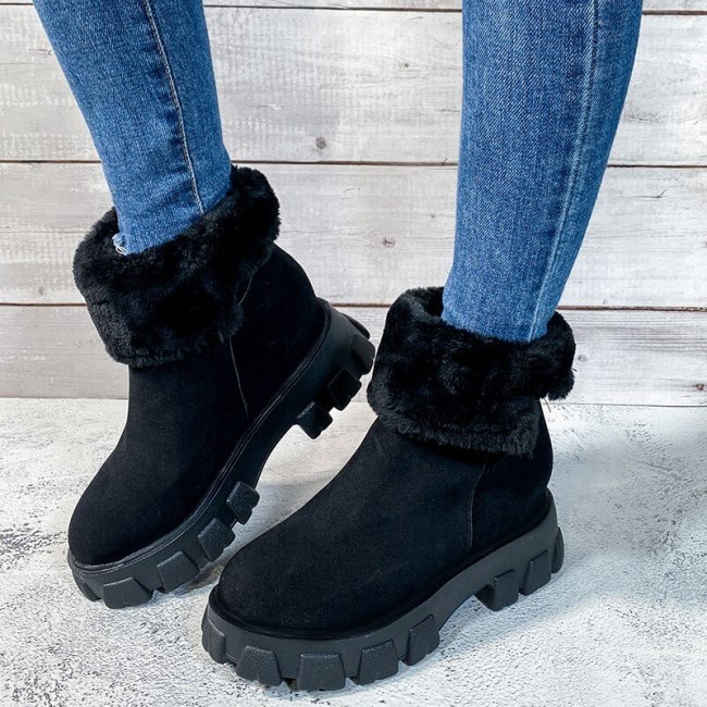 Women's Ankle Boots Platform Snow Ladies Plush Sneakers Casual Flat Shoes