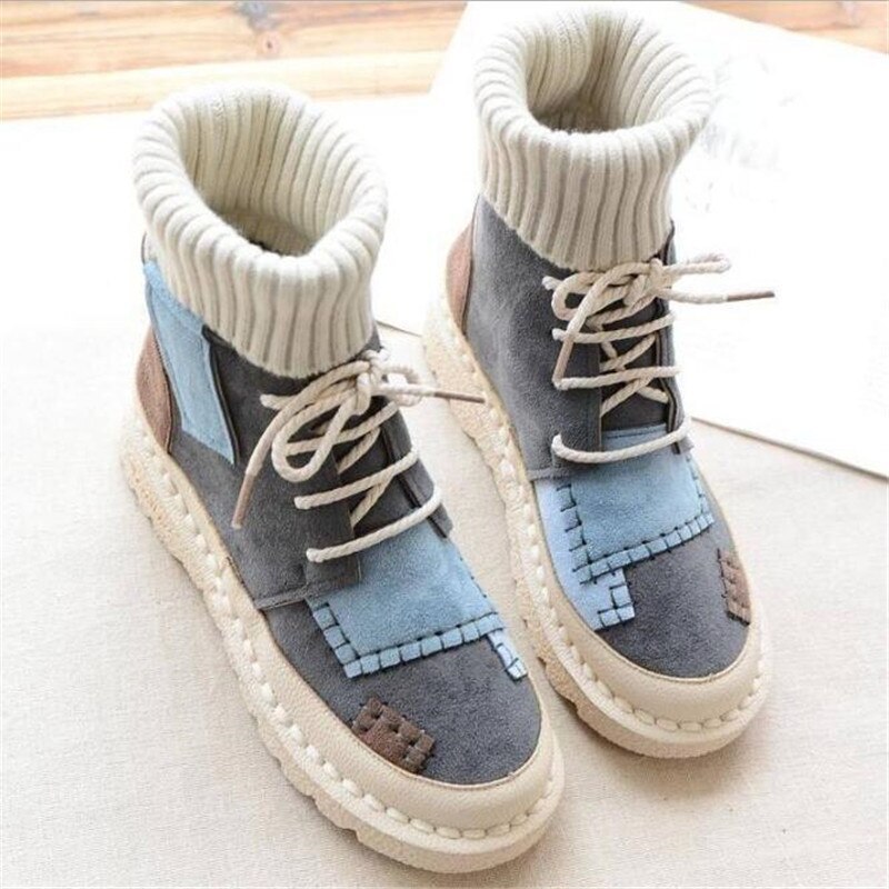 Women Boots Warm Sneakers Women Ankle Snow Boots Lace-up Ladies Shoes