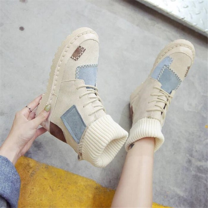 Women Boots Warm Sneakers Women Ankle Snow Lace-up Ladies Shoes