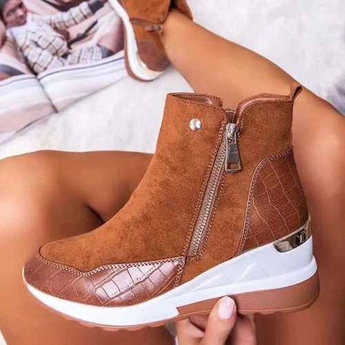 Women Boot 2020 Autumn Winter High Top Vulcanize Shoes Women Platfrom Wedges Shoes Zipper Chunky Sneakers Female Shoes Plus Size