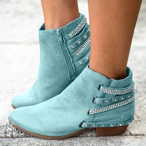 Winter Women Ankle Boots Round Toe Ladies Boots Casual Zipper Warm