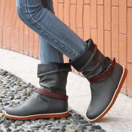 2020 Women Winter Mid-Calf Boot Flock Winter Shoes Ladies Fashion Snow Boots Shoes Thigh High Suede Warm Botas