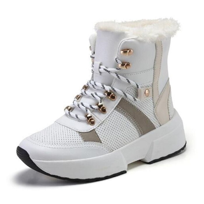 Women Boots Split Leather Super Warm Fur Winter Boots Shoes Platform Ankle Boots