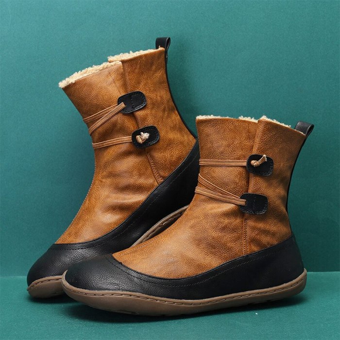 Women's Ankle Boots Warm Shoes Pu Leather Casual Boots Comfortable Footwear