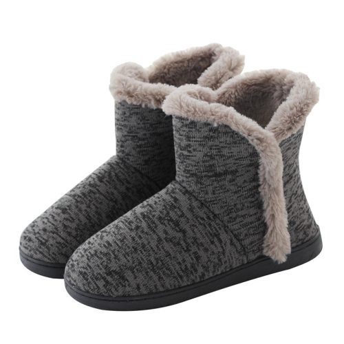 Home Slippers Warm Cotton Faux Shoes Male Comfortable Furry Flats