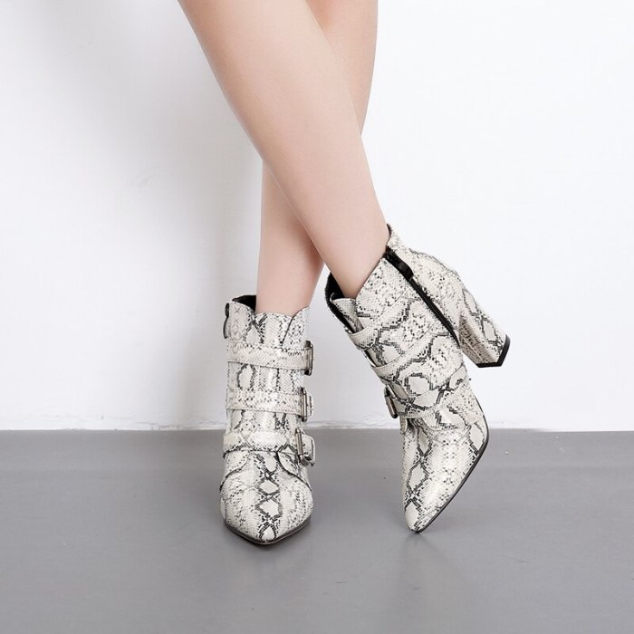 Women's Pointed Toe Heel Ankle Leapord Boots Non-Slip Fashion