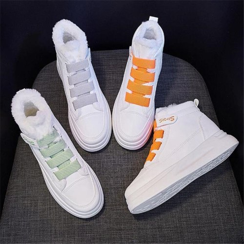 Warm cotton shoes women's winter 2020 new Student running shoes women's versatile Plush high top shoes