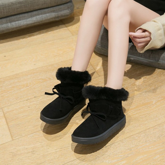 Casual Women's Fashion Sneakers Solid Winter Warm Ankle Boots Flat Snow Boots