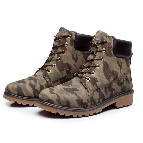 Shoes Winter Snow Boots Work Shoes Men PU Leather Lace-up Ankle Military Boots