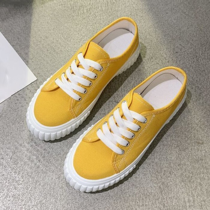 Spring Autumn Casual White Sneakers Women Help Low Classic flat Canvas Shoes Lace up Summer Walking Flats Vacation shoes