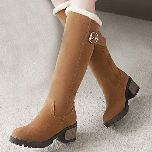 Skidproof Rubber Sole Chunky Heels Keep Warm Snow Boot Winter Boots Shoes Women