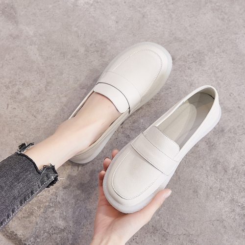 Spring Summer Women Shoes Soft Bottom Genuine Leather Loafers Pregnant Shoes  Non-Slip Breathable Walking Oxford Flat