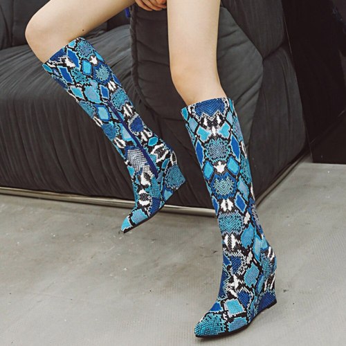 High Wedges Heels Pointed Toe Trendy Winter Boots Shoes Women
