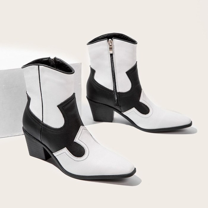 Women's Shoes Leather Ankle Boots Western Cowboy High Heel Short Boots