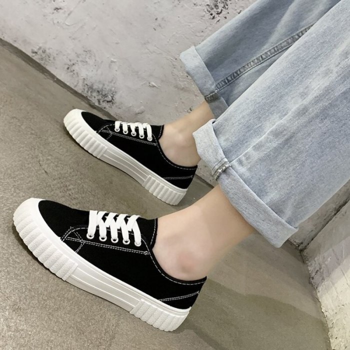 Spring Autumn Casual White Sneakers Women Help Low Classic flat Canvas Shoes Lace up Summer Walking Flats Vacation shoes