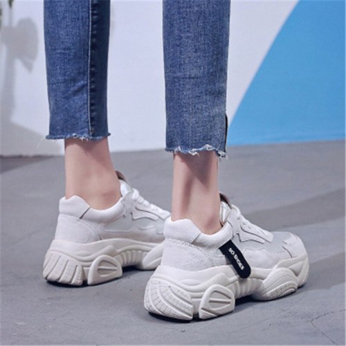 New Women's Chunky Sneakers Fashion Women Platform Shoes Lace Up Vulcanize Shoes