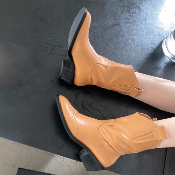 Women's Ankle Boots Pointed Toe Wedges Western Cowboy Boots Shoes Classic